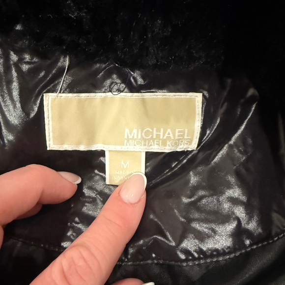 Michael Kors Glossy Black Quilted Puffer Coat - Picture 2 of 3